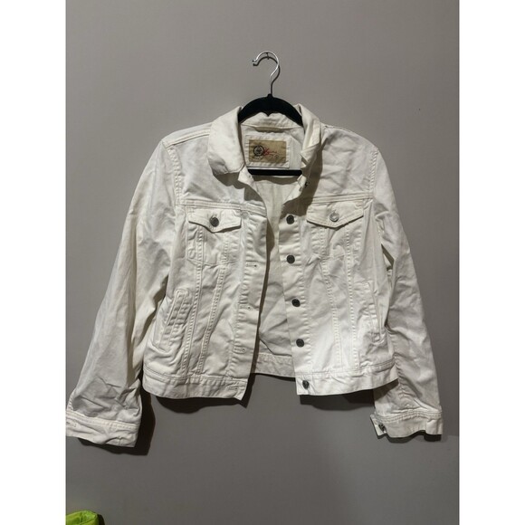 GAP 1969 White Denim Jacket Button-Up Pockets Size Large - Picture 1 of 3